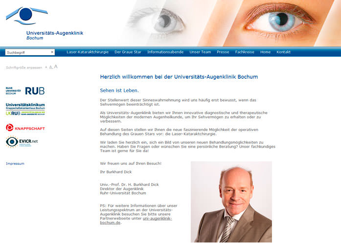 3We Portfolio Web: Universitaets Augenklinik Bochum Dr. Dick 1