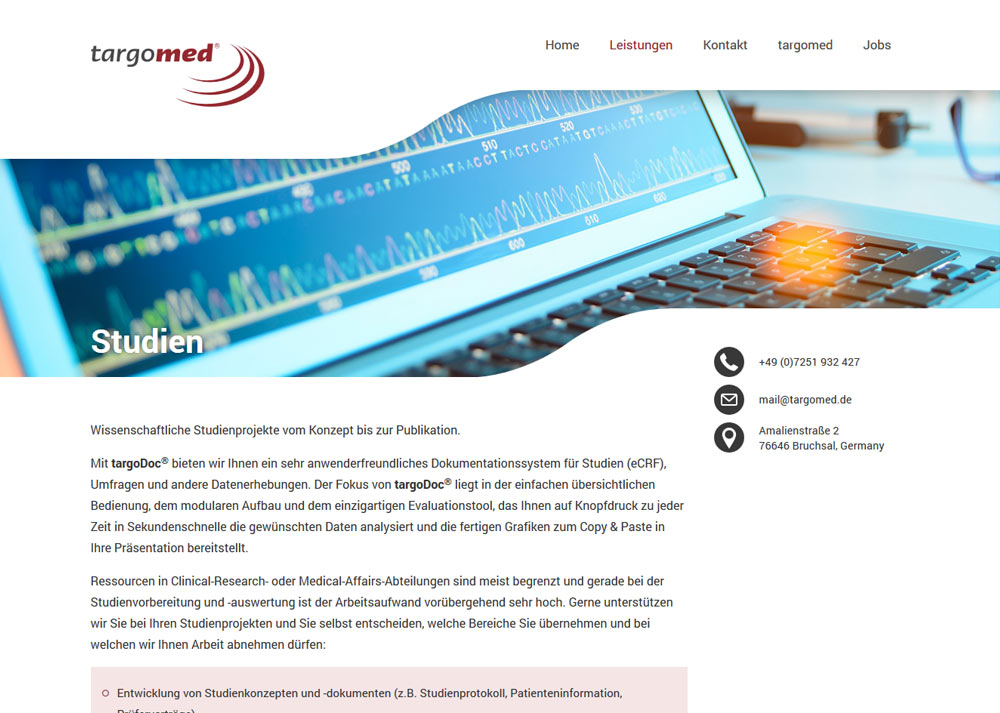 Website targomed.de Unterseite